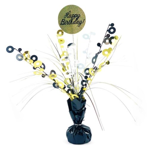 Happy Birthday Black & Gold Centrepiece Weight 165gm P1