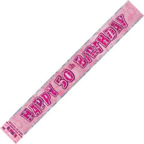 BANNER - 50TH BIRTHDAY PINK