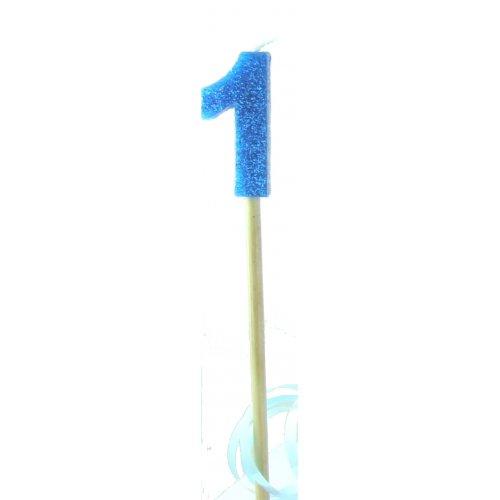 CANDLE GLITTER LARGE BLUE #1