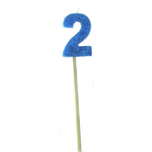 CANDLE GLITTER LARGE BLUE #2