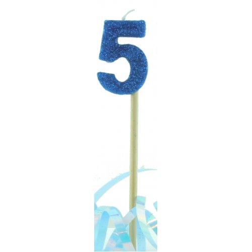 CANDLE GLITTER LARGE BLUE #5