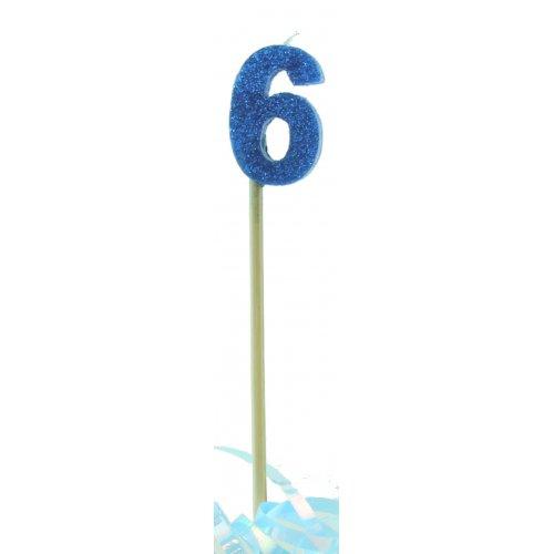 CANDLE GLITTER LARGE BLUE #6