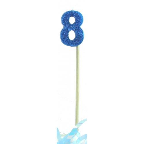 CANDLE GLITTER LARGE BLUE #8