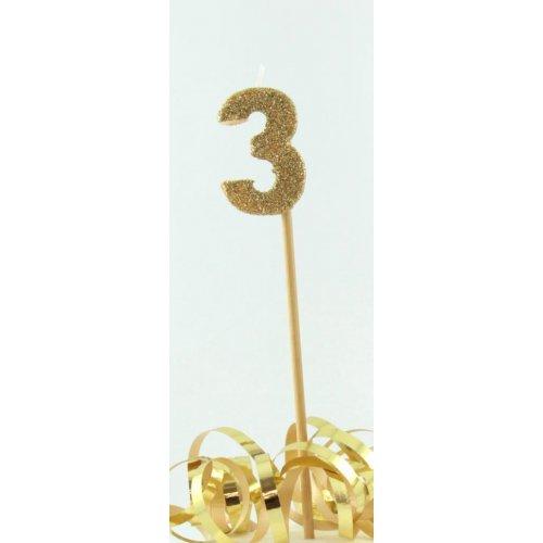 CANDLE GLITTER LARGE GOLD #3