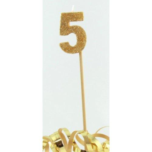 CANDLE GLITTER LARGE GOLD #5