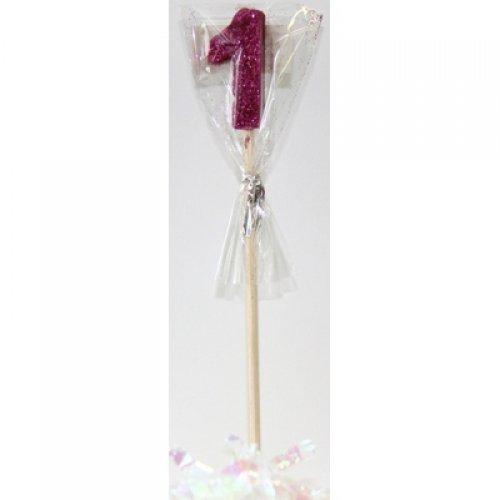 CANDLE GLITTER LARGE PINK #1