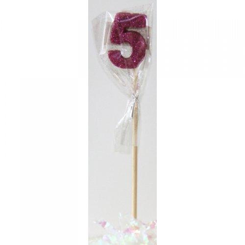 CANDLE GLITTER LARGE PINK #5