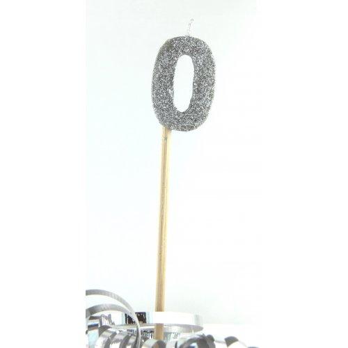 CANDLE GLITTER LARGE SILVER #0