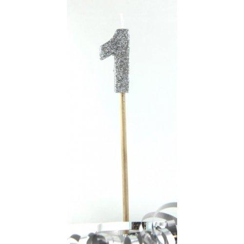 CANDLE GLITTER LARGE SILVER #1