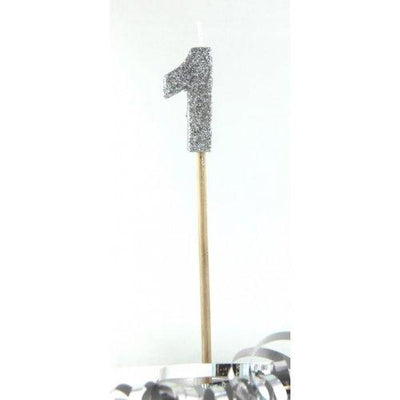 CANDLE GLITTER LARGE  SILVER #1