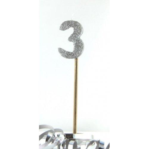 CANDLE GLITTER LARGE SILVER #3