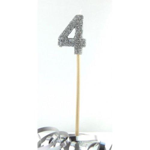 CANDLE GLITTER LARGE SILVER #4