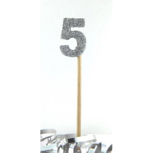 CANDLE GLITTER LARGE SILVER #5