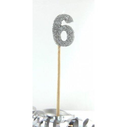 CANDLE GLITTER LARGE SILVER #6