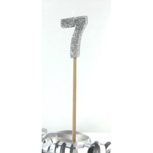 CANDLE GLITTER LARGE SILVER #7