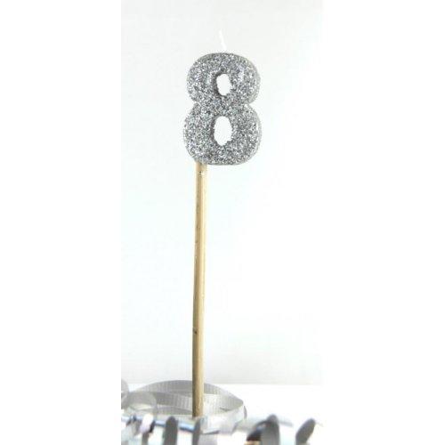 CANDLE GLITTER LARGE SILVER #8