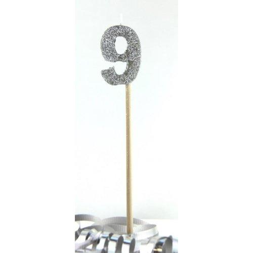 CANDLE GLITTER LARGE SILVER #9