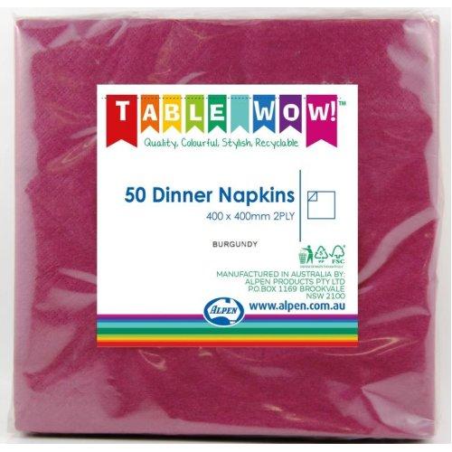 DINNER NAPKIN - 2PLY BURGUNDY PK50