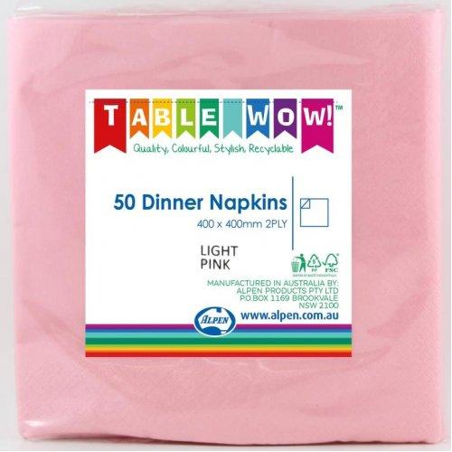 DINNER NAPKIN - 2PLY LIGHT PINK PK50