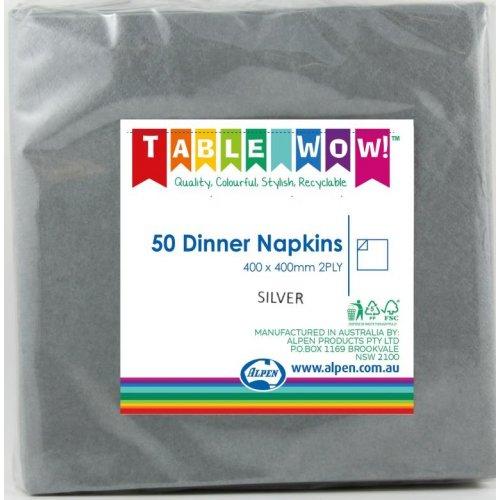 DINNER NAPKIN - 2PLY SILVER PK50