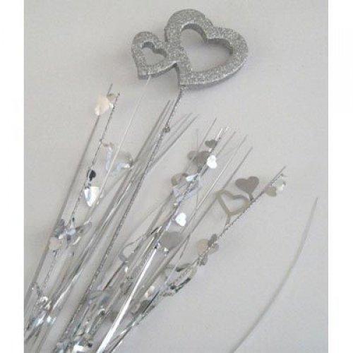 FOAM SPRAY HEARTS SILVER DOUBLE OUTLINE