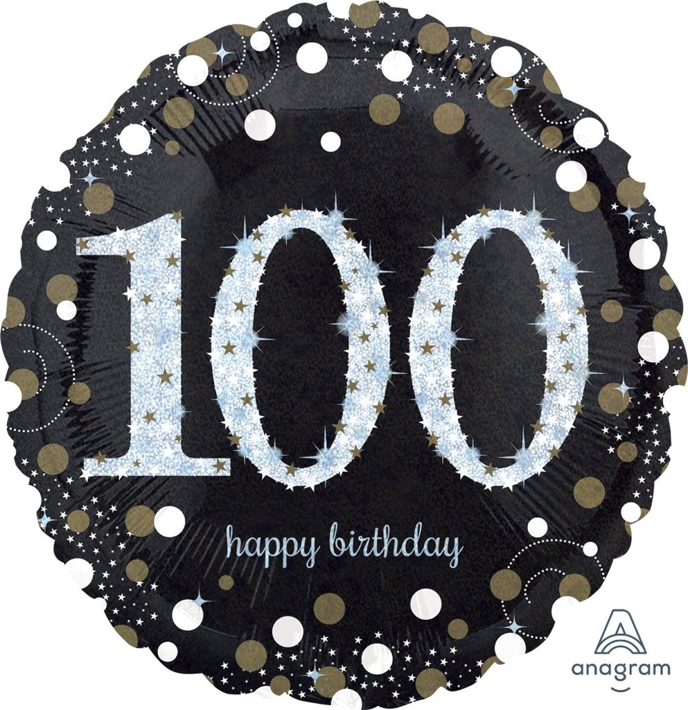 FOIL BALLOON 45CM - 100TH BIRTHDAY SPARKLING
