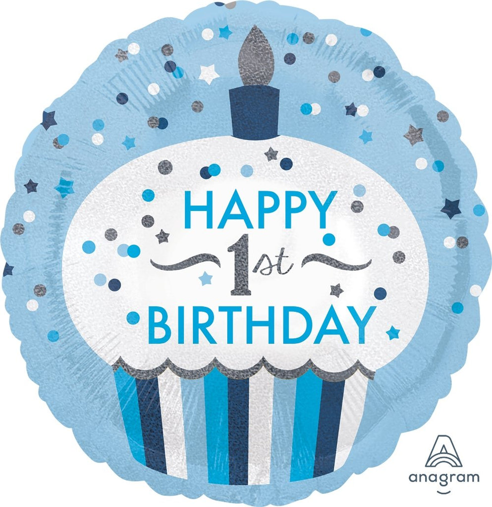 FOIL BALLOON 45CM - 1ST BIRTHDAY CUPCAKE BOY