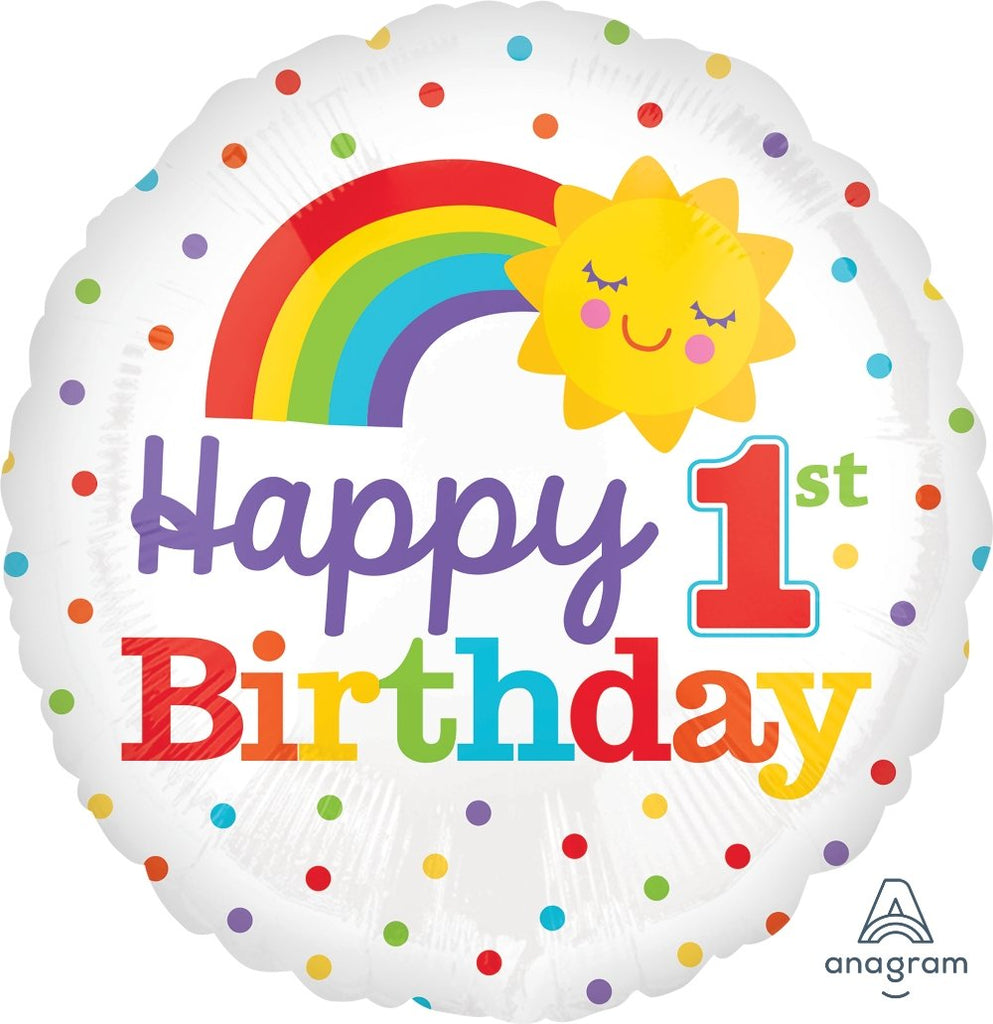 FOIL BALLOON 45CM - 1ST BIRTHDAY RAINBOW