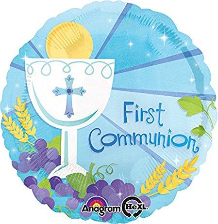 FOIL BALLOON 45CM - 1ST COMMUNION BLUE