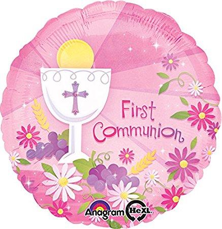 FOIL BALLOON 45CM - 1ST COMMUNION PINK
