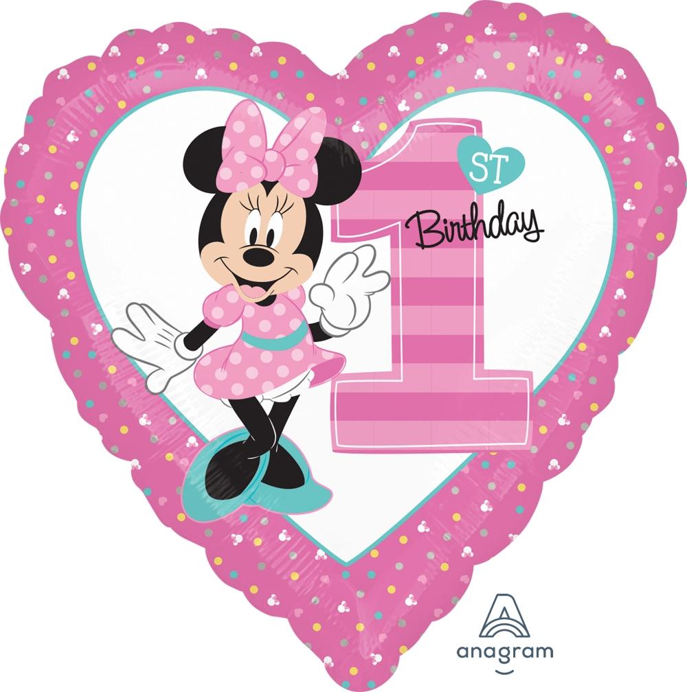 FOIL BALLOON 45CM - 1ST MINNIE MOUSE BIRTHDAY