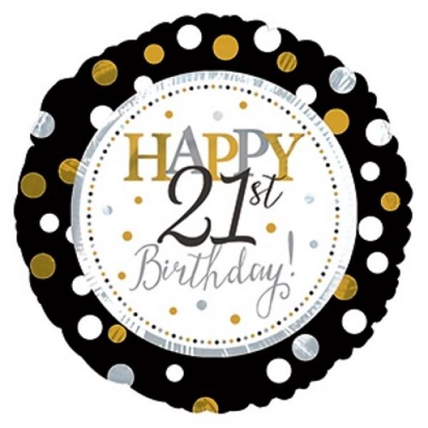 FOIL BALLOON 45CM - 21ST BIRTHDAY DOTS