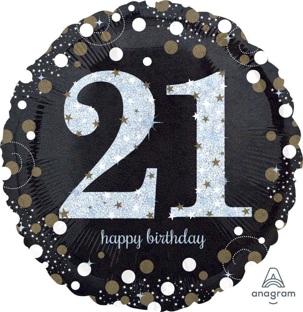 FOIL BALLOON 45CM - 21ST SPARKLING BIRTHDAY
