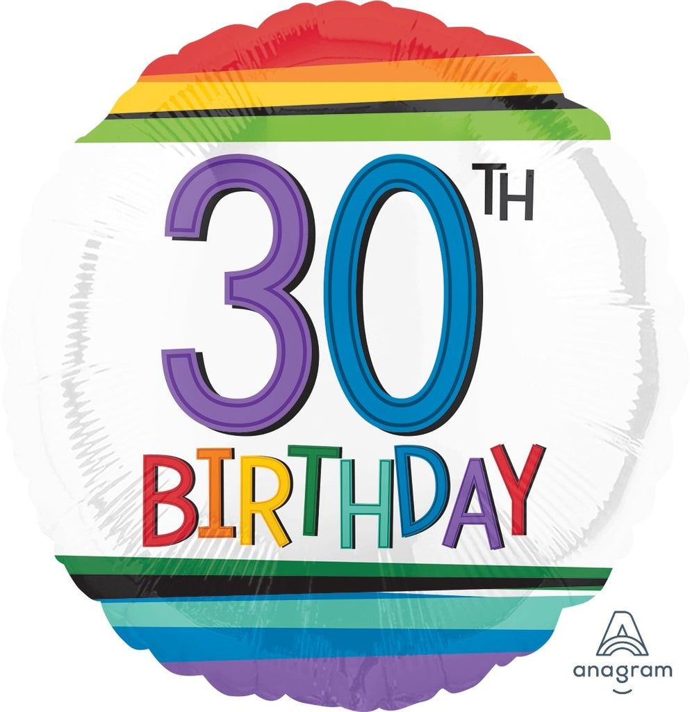 FOIL BALLOON 45CM - 30TH BIRTHDAY RAINBOW