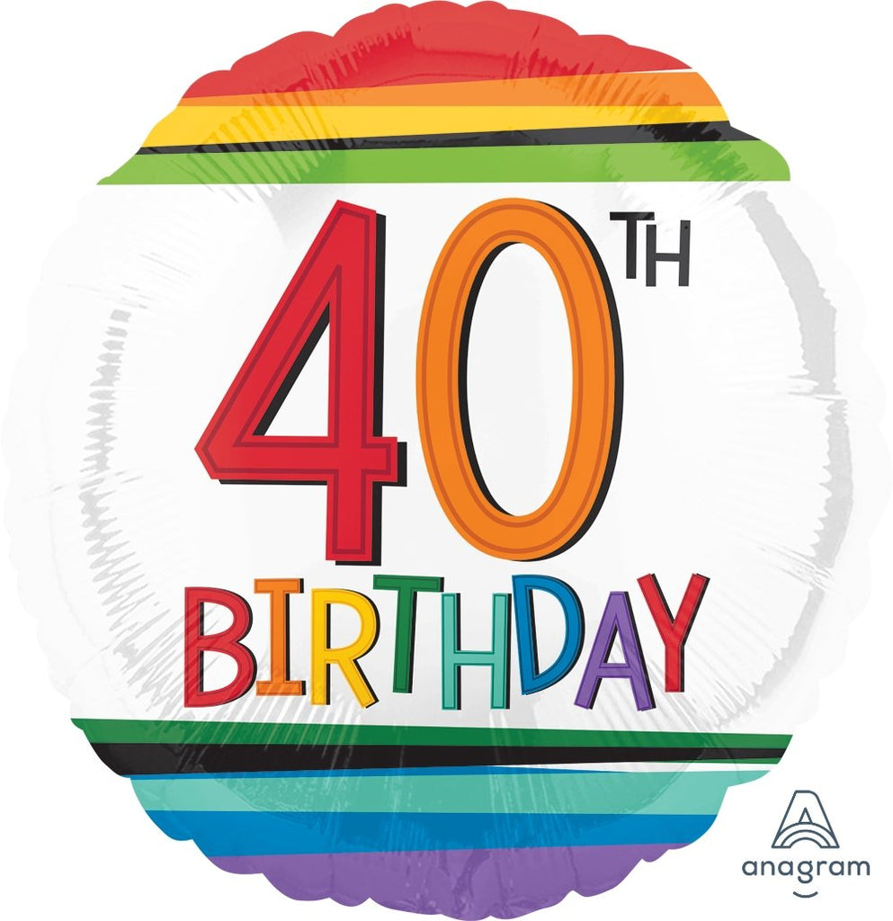 FOIL BALLOON 45CM - 40TH BIRTHDAY RAINBOW