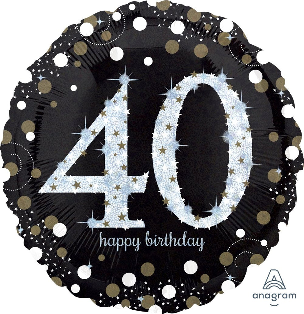 FOIL BALLOON 45CM - 40TH SPARKLING BIRTHDAY