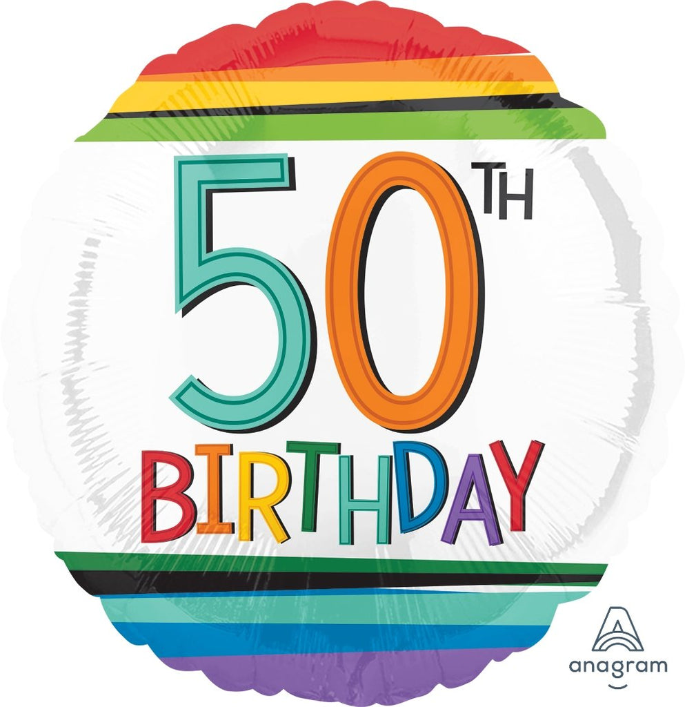 FOIL BALLOON 45CM - 50TH BIRTHDAY RAINBOW