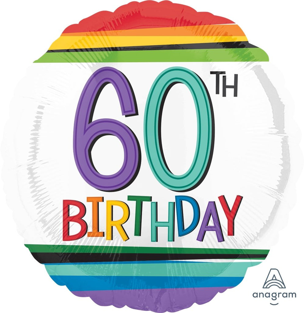 FOIL BALLOON 45CM - 60TH BIRTHDAY RAINBOW