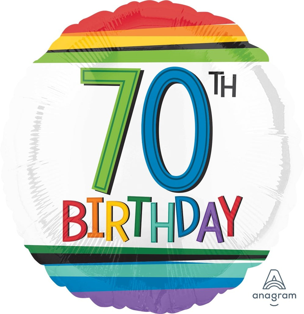 FOIL BALLOON 45CM - 70TH BIRTHDAY RAINBOW