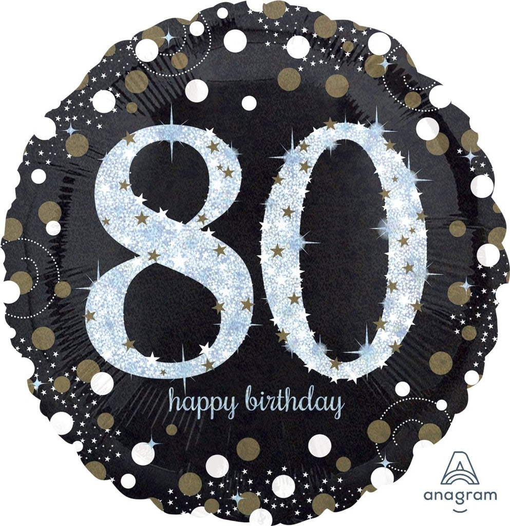 FOIL BALLOON 45CM - 80TH BIRTHDAY SPARKLING