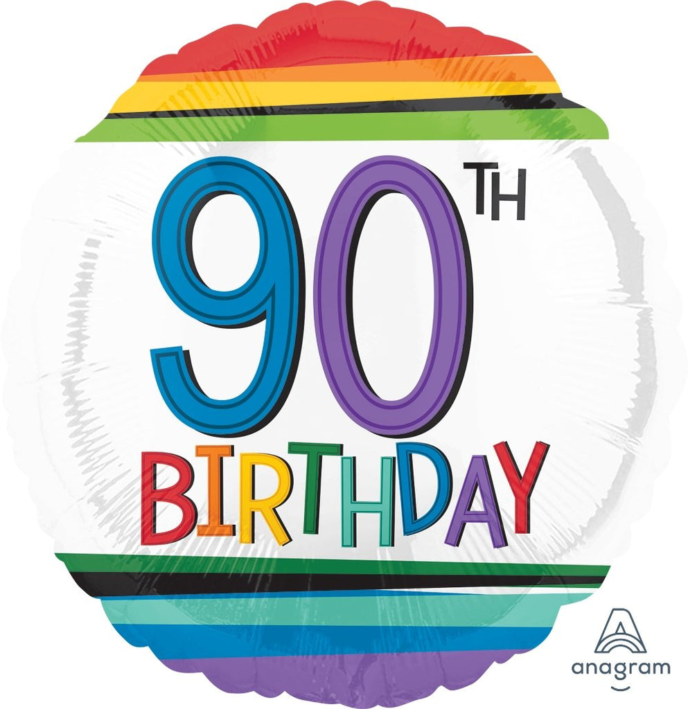 FOIL BALLOON 45CM - 90TH BIRTHDAY RAINBOW