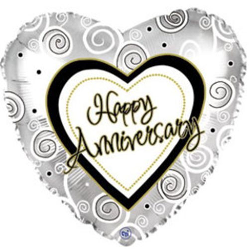 FOIL BALLOON 45CM - ANNIVERSARY SWIRLS