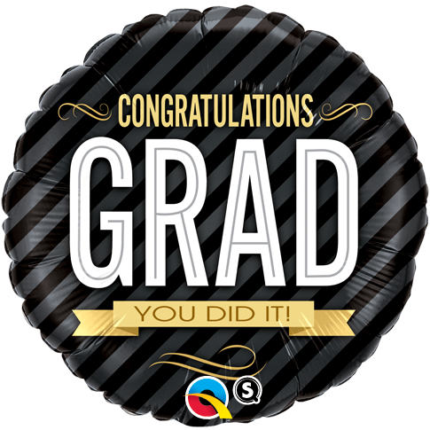 FOIL BALLOON 45CM - GRADUATION CONGRATULATONS GRAD STRIPES