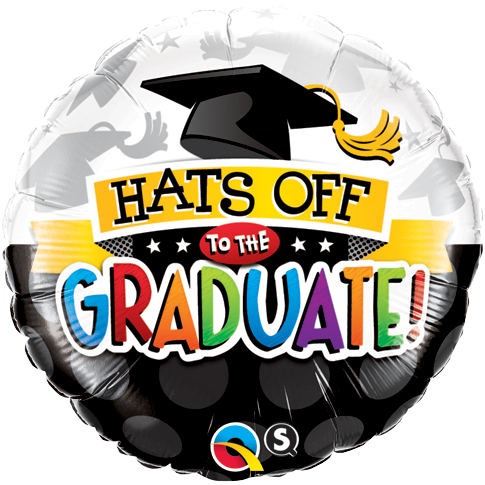 FOIL BALLOON 45CM - GRADUATION HATS OFF TO THE GRADUATE
