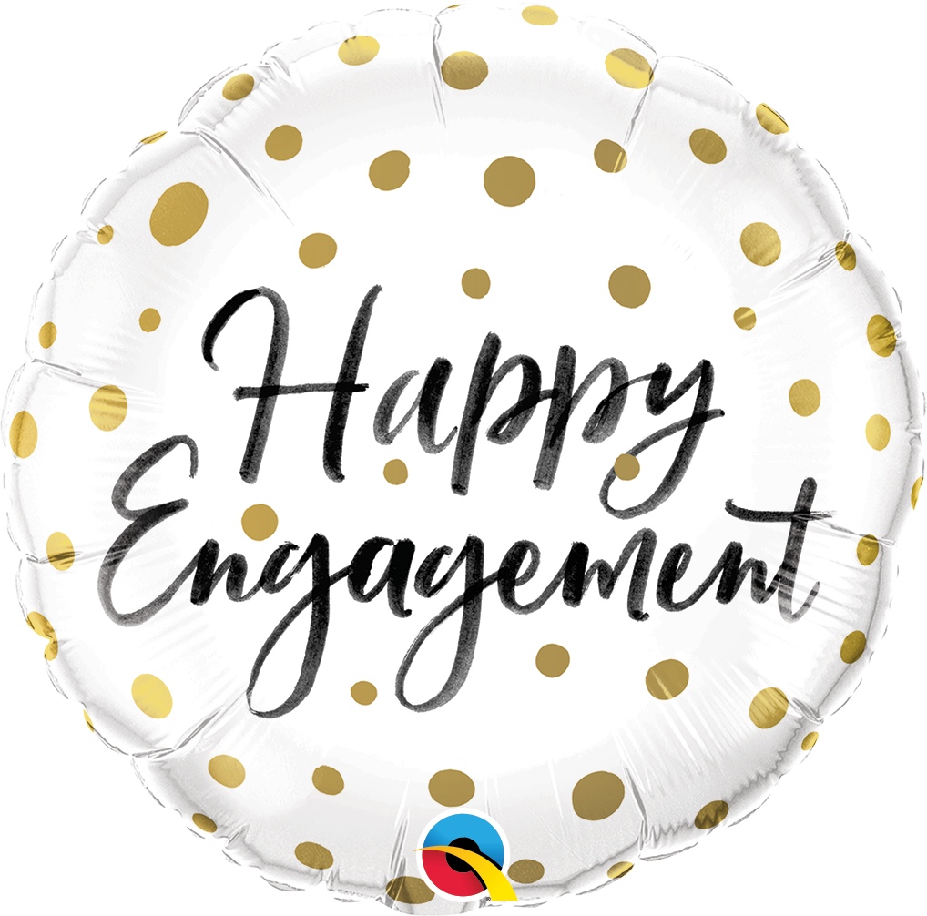 FOIL BALLOON 45CM - HAPPY ENGAGEMENT GOLD DOTS
