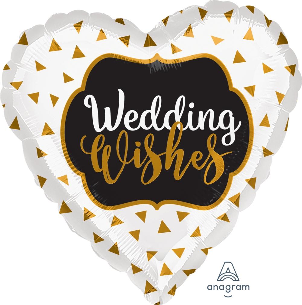 FOIL BALLOON 45CM - WEDDING WISHES GOLD
