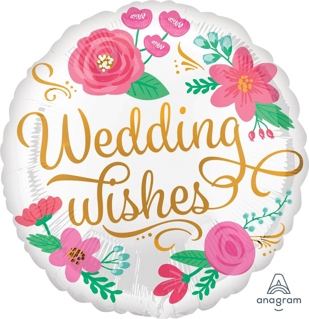 FOIL BALLOON 45CM - WEDDING WISHES GOLD SWIRLS