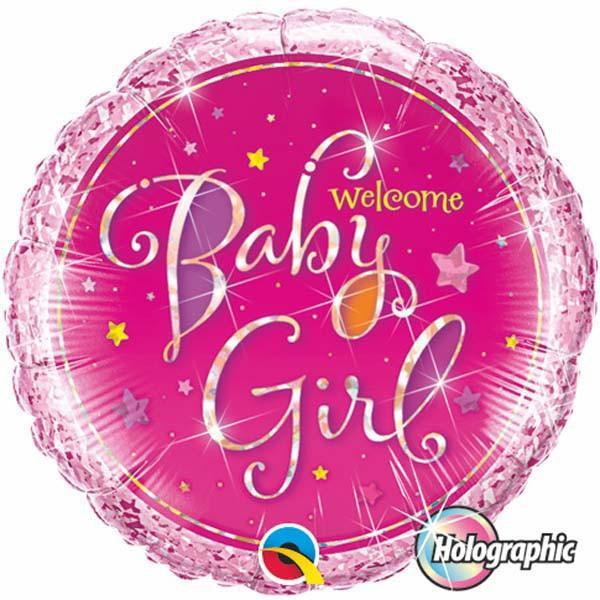 FOIL BALLOON 45CM - WELCOME BABY GIRL STARS