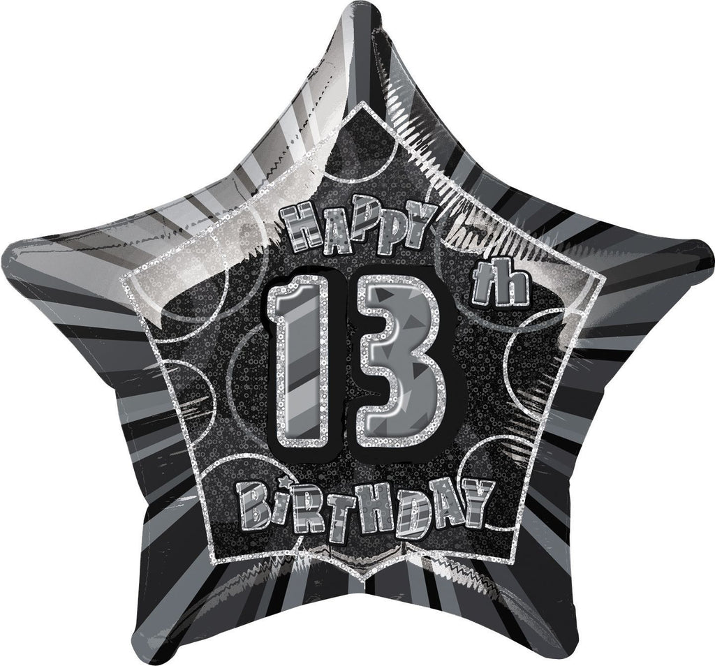FOIL BALLOON 50CM - 16TH GLITZ BIRTHDAY BLACK
