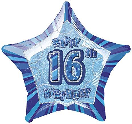 FOIL BALLOON 50CM - 16TH GLITZ BIRTHDAY BLUE